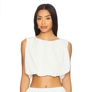 Alexa Bubble Crop Top in White MINKPINK xs